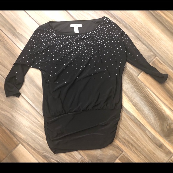 White House Black Market Tops - White House Black Market 3/4sleeve black & “bling”